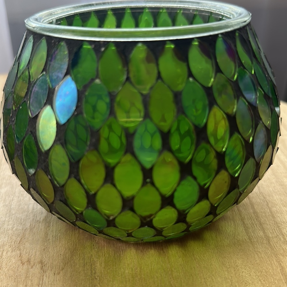 2 green and maroon mosaic candle holders! - Picture 3 of 12